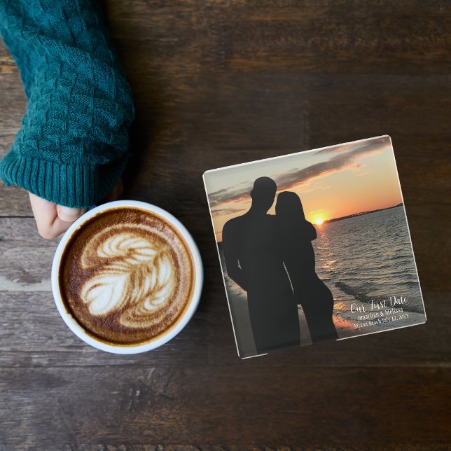 Posavasos De Vidrio Nuestra primera cita, fotografía de matrimonio per (Subido por el creador)
