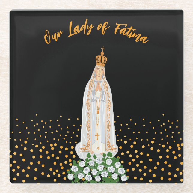 Posavasos De Vidrio Nuestra Señora de la procesión Fátima de las Velas (Anverso)