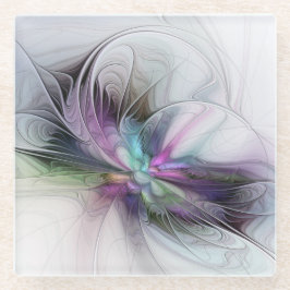 Posavasos De Vidrio Nueva vida, colorida abstracción de fantasía artís