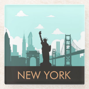 Posavasos De Vidrio Nueva York Creativo Horizonte