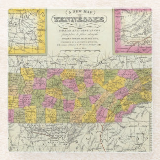 Posavasos De Vidrio Nuevo mapa de Tennessee