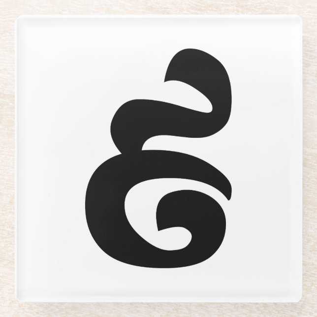 Posavasos De Vidrio Número camboyano 9 / Nueve / ៩ (Pram Buen) Jemer (Anverso)