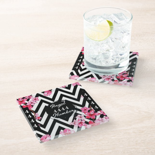 Posavasos De Vidrio Número de ángel "4444" (Angular)