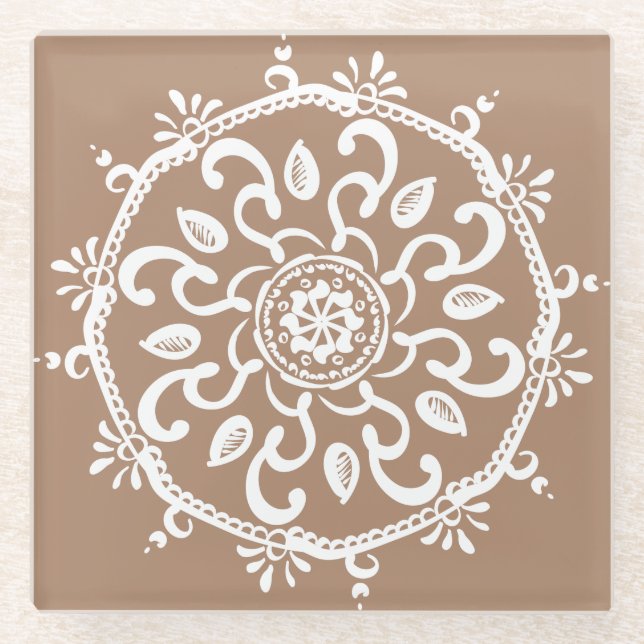 Posavasos De Vidrio Nutmeg Mandala (Anverso)