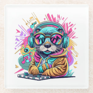 Posavasos De Vidrio nutria Dj vibraciones de los 90