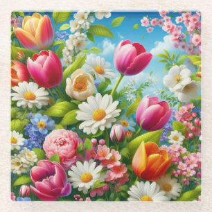 Posavasos De Vidrio Obra de arte floral/primavera