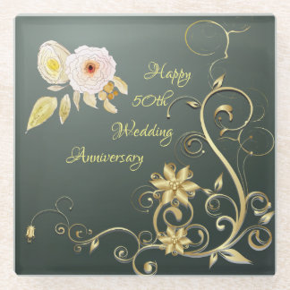 Posavasos De Vidrio obsequio por el 50 aniversario del Boda