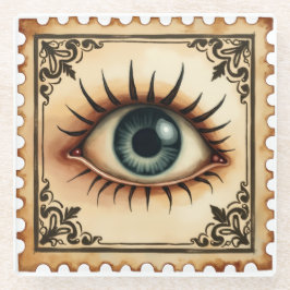 Posavasos De Vidrio Observador en la niebla - Vintage Halloween