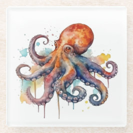 Posavasos De Vidrio Ocean Whimsy: Octopus colorido