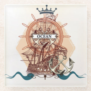 Posavasos De Vidrio Océano/barco