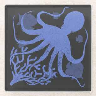Posavasos De Vidrio Octopus (fondo oscuro)