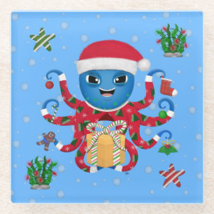 Posavasos De Vidrio Octopus navidades