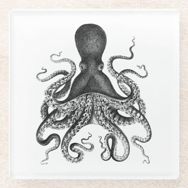 Posavasos De Vidrio [ Octopus vintage ] (Anverso)