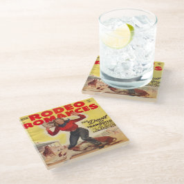 Posavasos De Vidrio Oeste Rodeo Cowgirl Tying Calf Rodeo Romance