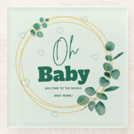Posavasos De Vidrio Oh Baby Eucalyptus Leaves Baby Shower