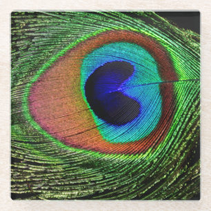 Posavasos de vidrio ojo de pavo real