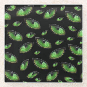 Posavasos De Vidrio Ojos de gatos verdes,
