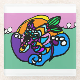 Posavasos De Vidrio Ola de delfines 