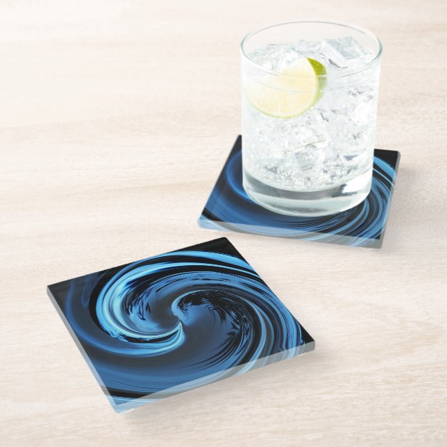 Posavasos De Vidrio Ola de la isla azul de Sapphire (Angular)