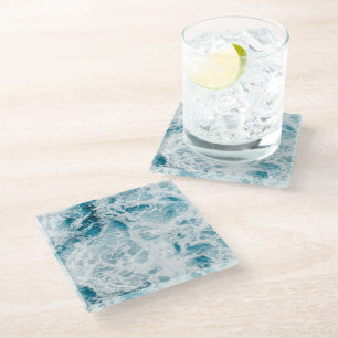 Posavasos De Vidrio Ola del Océano Pacífico Azul