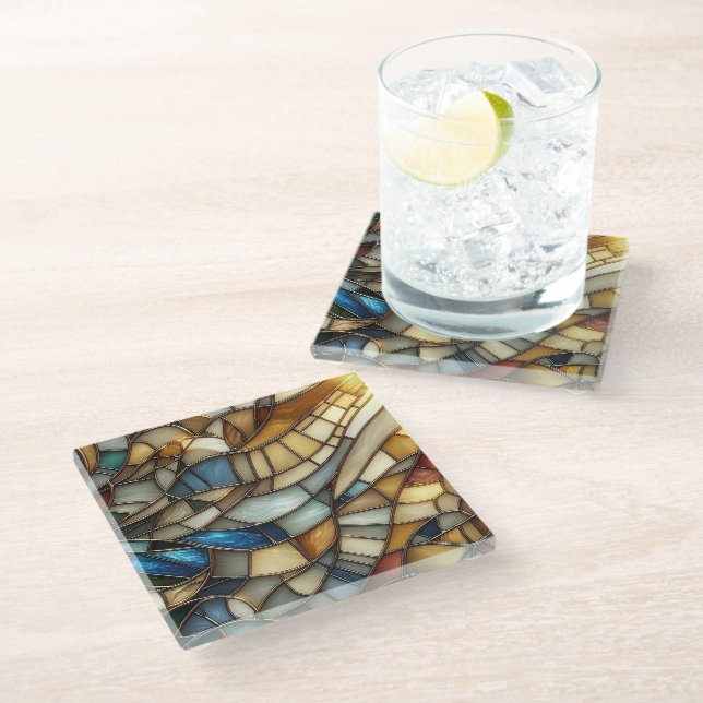 Posavasos De Vidrio Olas de Vidrio Teñido (Angular)