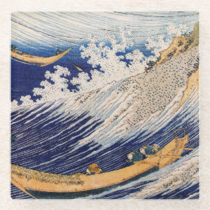 Posavasos De Vidrio Olas del Océano de Hokusai Barcos Marítimos