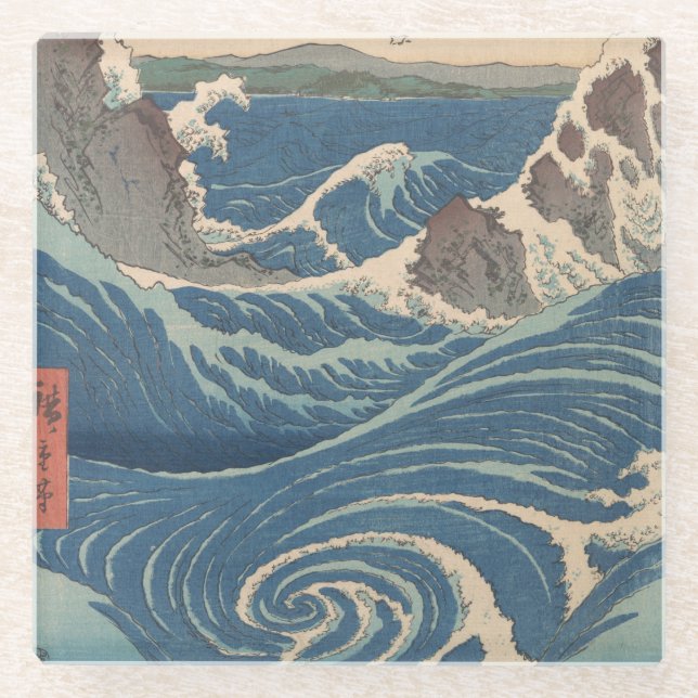 Posavasos De Vidrio Olas japonesas de arte de Naruto Whirlpool (Anverso)