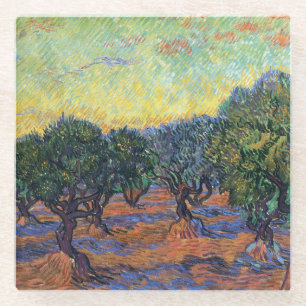 Posavasos De Vidrio Olivos de Vincent Van Gogh Impresionismo Arte