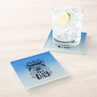 Posavasos De Vidrio Ombre Azul y blanco bucear en tonos soñados