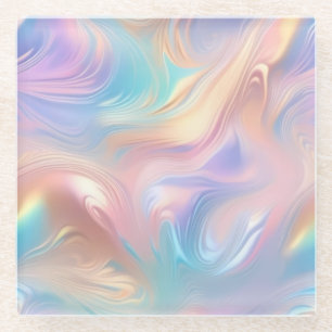 Posavasos De Vidrio Ondas abstractas de color rosa pastel de moda amar