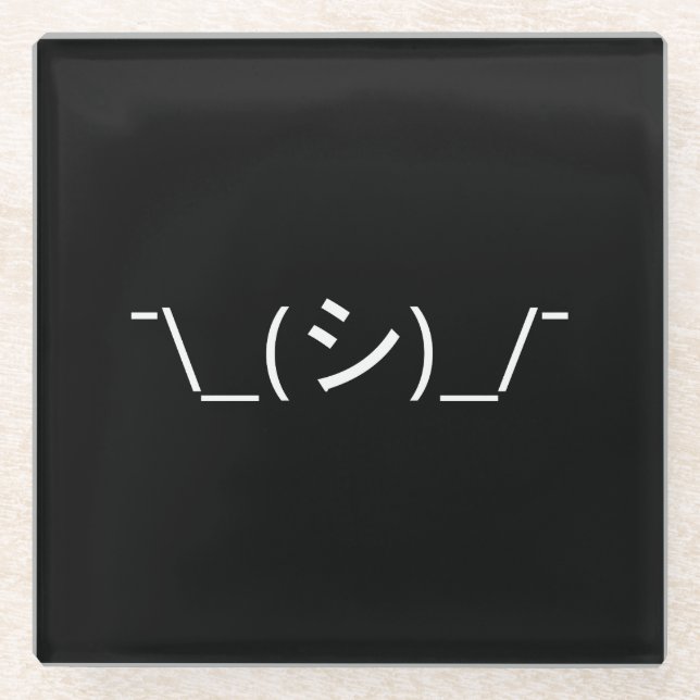Posavasos De Vidrio Oops Shrug Emoticon ¯\_(シ)_/ Ø Kaomoji japonés (Anverso)