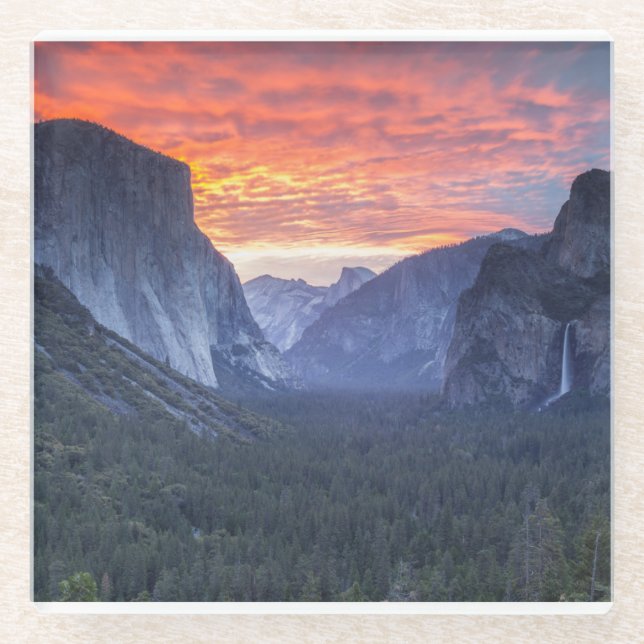 Posavasos De Vidrio Opinión del túnel de Yosemite (Anverso)