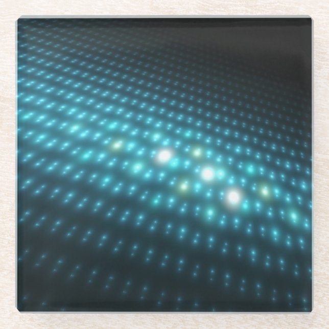 Posavasos De Vidrio Orbes azules 3D (Anverso)