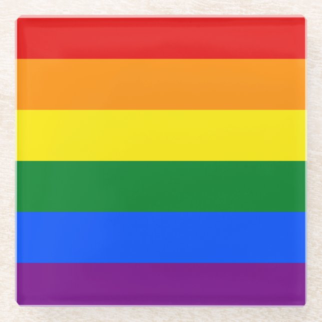 Posavasos De Vidrio Orgullo arcoiris (Anverso)