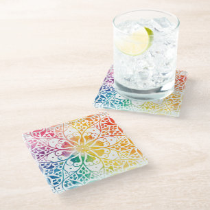 Posavasos De Vidrio Orgullo arcoiris de la ventana gótica