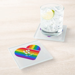 Posavasos De Vidrio Orgullo Corazón Arcoíris