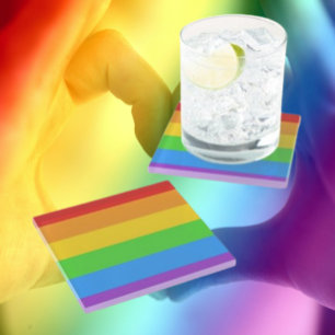 Posavasos De Vidrio Orgullo de Cristal Transparente: Bandera del Arcoí
