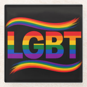 Posavasos De Vidrio Orgullo de la lluvia de colores LGBT