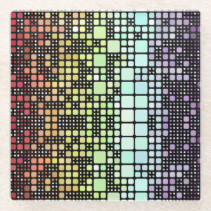 Posavasos De Vidrio Orgullo Neurogénero Geométrico Groovy Funky Retro