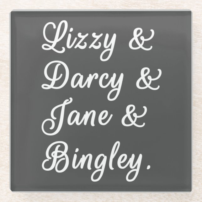 Posavasos De Vidrio Orgullo y prejuicio parejas II (Anverso)