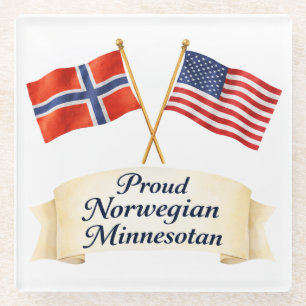 Posavasos De Vidrio Orgulloso Coaster de la Herencia Noruega Minnesota