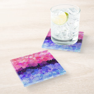 Posavasos De Vidrio Orgulloso Floral Retro Quirky Boho Omnisexual