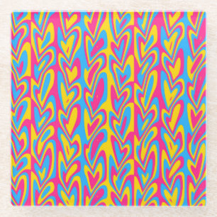 Posavasos De Vidrio Orgulloso Pansexual Groovy Trippy Squiggly Quirky