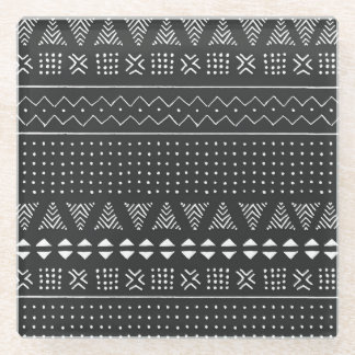 Posavasos De Vidrio Origen étnico tribal: patrón blanco negro.