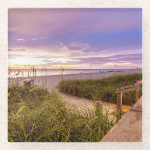 Posavasos De Vidrio Orilla y océano tranquilo el   la Florida de la