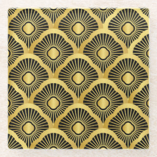 Posavasos De Vidrio Ornamento art decó: Patrón de cosecha sin soldadur