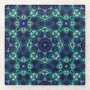 Posavasos De Vidrio Ornamento azul verde