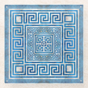 Posavasos De Vidrio Ornamento de clave griega - Meander griego - Márm