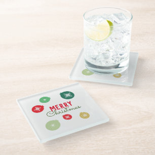 Posavasos De Vidrio Ornamento de los copos de nieve de navidad