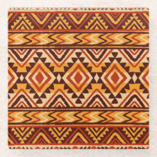 Posavasos De Vidrio Ornamento étnico navajo: sin costura vintage